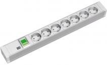 Bachmann 19" Steckdosenleiste, 1HE PVC, 7xSchuko, 16 A/3 600 W, 2m, weiß (333.600)