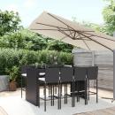 9-tlg. Gartenbar-Set mit Kissen Schwarz Poly Rattan