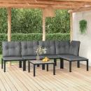 6-tlg. Garten-Lounge-Set Schwarz und Grau Poly Rattan