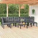 8-tlg. Garten-Lounge-Set Schwarz und Grau Poly Rattan