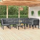 9-tlg. Garten-Lounge-Set Schwarz und Grau Poly Rattan