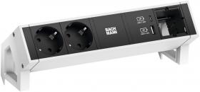 ARDEBO.de Bachmann DESK2 Steckdoseneinheit, 2xCEE7/3, 2xUSB, 0,2m, aluminium (902.935)