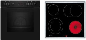 ARDEBO.de Neff EX4PB0 N30/N50 A+ Einbau Herdset mit Elektrokochfeld (E2CCG6AK3 + M16SRF0L0), 60 cm breit, 71 L, Pyrolyse, Kindersicherung, schwarz