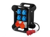 ARDEBO.de Weingärtner Tragbarer Mobilverteiler 4x Schuko Steckdosen 230v 2xCEE Steckdosen 400V 16A 5polig, schwarz (45504)