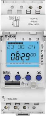 ARDEBO.de Theben SELEKTA 170 top3 12-24V Astro-Zeitschaltuhr 1 Kanal, Astroprogramm, Wochenprogramm, 12 - 24 V UC, REG/DIN-Schiene/Hutschiene, App, Astro-Modus umkehrbar, Offset 1704130