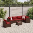 ARDEBO.de - 7-tlg. Garten-Lounge-Set mit Kissen Braun Poly Rattan