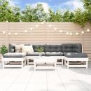 ARDEBO.de - 7-tlg. Garten-Lounge-Set Weiß Massivholz Kiefer