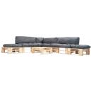 ARDEBO.de - 6-tlg. Paletten-Lounge-Set mit Kissen in Grau Holz