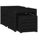 3-tlg. Gartenbox-Set Schwarz Massivholz Kiefer