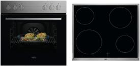 ARDEBO.de AEG KOMBI1025 EEK: A Herdset mit Glaskeramikkochfeld (OU5AE10CM + HE604000XB), 60 cm breit, 65 L, OptiFix, Edelstahl Antifingerprint