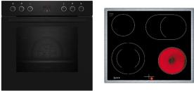 ARDEBO.de Neff EX4B0 N30/N50 A+ Einbauherdset mit Elektrokochfeld (E1CCD2AK3 + M16SRF0L0), 60 cm breit, 71 L, Kindersicherung, schwarz