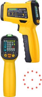 ARDEBO.de Pancontrol PAN IR-T800+ Profi-Infrarot-Thermometer 12:1 mit Laser-Messkreisanzeige, Taupunktanzeige, Luftfeuchtemessung, Schimmelalarm, UV-Licht