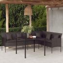 2-tlg. Garten-Essgruppe mit Kissen Schwarz Poly Rattan