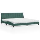 ARDEBO.de - Bett mit Matratze Dunkelgrün 200x200 cm Samt