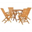 5-tlg. Garten-Essgruppe Massivholz Teak