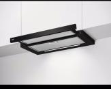 ARDEBO.de AEG DPE5661B Flachschirmhaube, 60 cm breit, Abluft- und Umluftbetrieb, Drucktasten, 3 Leistungsstufen + 1 Intensivstufe, inkl. Griffleiste, schwarz