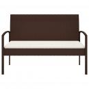 Gartenbank mit Kissen Braun 105 cm Poly Rattan