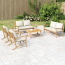 5-tlg. Garten-Lounge-Set mit Cremeweißen Kissen Bambus
