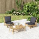 Gartenstühle 2 Stk. mit Dunkelgrauen Kissen Bambus