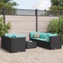 ARDEBO.de - 6-tlg. Garten-Lounge-Set mit Kissen Schwarz Poly Rattan