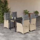 5-tlg. Garten-Essgruppe mit Kissen Beigemischung Poly Rattan