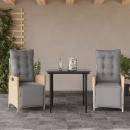 ARDEBO.de - 3-tlg. Garten-Essgruppe mit Kissen Beigemischung Poly Rattan