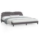 ARDEBO.de - Bettgestell mit LED Grau 200x200 cm Kunstleder