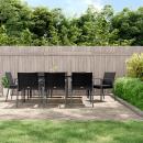 ARDEBO.de - 9-tlg. Garten-Essgruppe mit Kissen Poly Rattan und Stahl