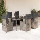 ARDEBO.de - 9-tlg. Garten-Essgruppe mit Kissen Grau Poly Rattan