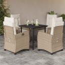 ARDEBO.de - 5-tlg. Garten-Essgruppe mit Kissen Beige Poly Rattan