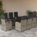 9-tlg. Garten-Essgruppe mit Kissen Hellgrau Poly Rattan