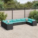 ARDEBO.de - 10-tlg. Garten-Lounge-Set mit Kissen Schwarz Poly Rattan