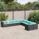 ARDEBO.de - 10-tlg. Garten-Sofagarnitur mit Kissen Schwarz Poly Rattan
