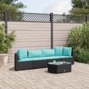 ARDEBO.de - 5-tlg. Garten-Sofagarnitur mit Kissen Schwarz Poly Rattan