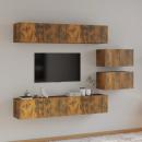 ARDEBO.de - 6-tlg. TV-Schrank-Set Räuchereiche Holzwerkstoff