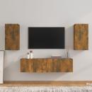 ARDEBO.de - 4-tlg. TV-Schrank-Set Räuchereiche Holzwerkstoff
