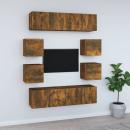 ARDEBO.de - 8-tlg. TV-Schrank-Set Räuchereiche Holzwerkstoff