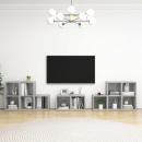 ARDEBO.de - 8-tlg. TV-Schrank-Set Betongrau Holzwerkstoff