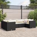 ARDEBO.de - 6-tlg. Garten-Lounge-Set mit Kissen Schwarz Poly Rattan