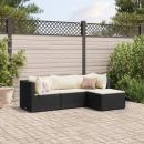 ARDEBO.de - 4-tlg. Garten-Lounge-Set mit Kissen Schwarz Poly Rattan