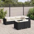 ARDEBO.de - 7-tlg. Garten-Lounge-Set mit Kissen Schwarz Poly Rattan