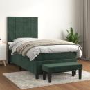 ARDEBO.de - Boxspringbett mit Matratze Dunkelgrün 100x200 cm Samt