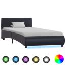 ARDEBO.de - Bettgestell mit LED Schwarz Kunstleder 100x200 cm