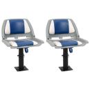 ARDEBO.de - 4-tlg. Bootssitz-Set Klappbar Blau und Weiß 48x51x41 cm