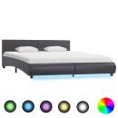 ARDEBO.de - Bettgestell mit LED Grau Kunstleder 160x200 cm