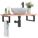 ARDEBO.de - Waschbeckenregal Wandmontage Stahl und Massivholz Buche