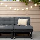 ARDEBO.de - Garten-Mittelsofa Schwarz Massivholz Kiefer