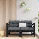 ARDEBO.de - Garten-Ecksofas 2 Stk. Schwarz Massivholz Kiefer