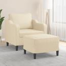 ARDEBO.de - Sessel mit Hocker Creme 60 cm Stoff