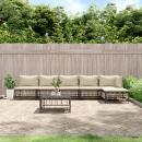 6-tlg. Garten-Lounge-Set mit Kissen Anthrazit Poly Rattan